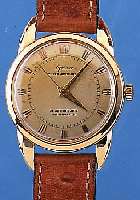 ONSA HERRENARMBANDUHR SUPERAUTOMATIK, REF.- NR. 1128, SCHWEIZ UM 1954, GG 750/000, BODEN GESCHR., BET. BANDANST., VERG. BLATT ALTERS- BED. L. FL., ...