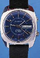 RENTSCHLER ARMBANDWECKER AUTOMATIK, SCHWEIZ UM 1970, METALL HARTVERCHR., EDELST.-BODEN GEDR., TAG U. DATUM, 25 ST., AS BASISKAL. 5008, ...