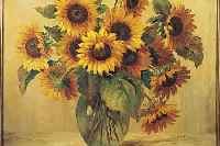 FIEBIGER, ALBRECHT,* 1869 DRESDEN, , DIESSENA. AMMERSEE, LIT. VOLLMER, HIER: SONNENBLUMEN IN VASE, ÖL/LWD., R. U. SIGN., CA. 50X 60CM, R. DIESER ...