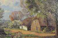 AABRINK, AXEL, DäNEMARK, 1877, BAUERNKATEN IM FRüHLING, ÖL/LWD., L. U. SIGN., MAßE 50 X 72 CM, RAHMEN