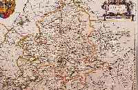 KOLOR. KUPFERSTICHK. V. J. BLAEU, CA. 1650, WIRTENBERG DUCATUS, MIT PRACHTVOLLER KOLOR. KARTUSCHE (WAPPEN LI. O.) SOWIE MIT KOLOR. MEILENMESSER ...