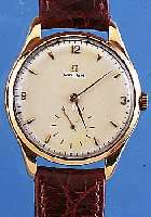 OMEGA HERRENARMBANDUHR, REF.-NR. 2620, SCHWEIZ UM 1953, GG 750/000, BODEN U. GLASR. GEDR., D. CA. 38 MM, BLATT PROV. REST., WERK VERG., 15 ...