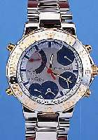 PRINGEPS ARMBANDUHR MULTIFUNKTIONEN (CHRONO- GRAPHEN, 2.ZEIT, DATUM, WECKEN, ETC.), EDEL-ST. POL., EDELST.-BAND, GEH. TEILW. VERG., LüNETTE ...