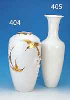 GROßE VASE, HEINRICH, BEMALT BAUMGäRTEL, 2. HäLFTE 20. JH., PORZELLAN, H. 55 CM, HANDBEMALT