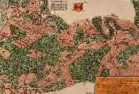 ALTKOLOR. KUPFERSTICH K. V. HOMANN, CA. 1777, VORSTELLUNG DER LINIE, U. INONDATION VONBRUCHSAHL BIS KETSCH WOSELBST DIE INONDATION IN RHEIN ...
