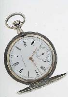 SONVILIER WATCH HERRENTASCHENUHR SAVONETTE, SCHWEIZ UM 1914, TULASILBER, SPRUNGDECKEL M. GALANTER SZENE, RüCKS. HEROLD M. TROMPETE, EMAILBL. ...
