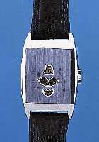 HERRENARMBANDUHR DIGITAL, SCHWEIZ UM 1936, METALL VERCHR., SCHARNIERB., SEK. U. MINUTE ROT., STD. RAST., ZYLINDERRUNDW., LEDERB. NEU,GEHFäHIG, ...