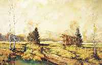 REISER, MüNCHNER MALER, 1. HäLFTE 20. JH., VORALPENLANDSCHAFT, ÖL/HARTFASER (FARBSCHä- DEN), SIGN. U. ORTSBEZ. MüNCHEN, 60 X 80 CM, R.