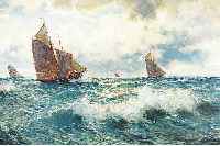 SOMMER, GEORG, DüSSELDORFER MARINEMALER ANFANG 20. JH., HIER: SEGELBOOTE AUF HOHER SEE, ÖL/LWD., 60 X 80 CM, R. (DIESER L. BESCH.)
