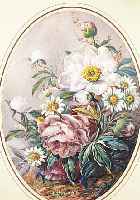UNBEK. KüNSTLER UM 1820/30, PRACHTVOLLES BLUMENSTILLEBEN, MISCHTECHNIK, UNSIGN., OVAL, CA. 44 X 31 CM, UNTER GLAS IN DEKOR. RAHMEN