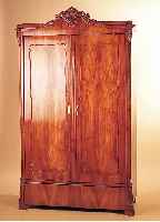 SCHRANK, WOHL ÖSTERREICH, UM 1880, KIRSCHBAUMFURNIER, 189 X 110 X 54 CM ALTERSBEDINGT BESCHäDIGT, OHNE SCHLüSSEL