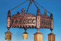 DECKENLAMPE, FRANKREICH, UM 1880/90, EICHE MASSIV