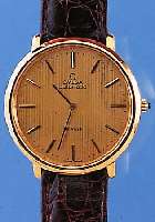 OMEGA HERRENARMBANDUHR DE VILLE, REF.-NR. 151/0039, SCHWEIZ UM 1972, METALL HARTVERG., SCHMUCKKRONE, EDELST.-BODEN U. GLASR. GEDR., ...