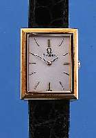 OMEGA HERRENARMBANDUHR, REF.-NR. 5110438, SCHWEIZ UM 1975, GG 750/000-CARREE-GEH., MI- NERALFLACHGL., BODEN GEDR., BLATT REST., RUNDANKERW., ...