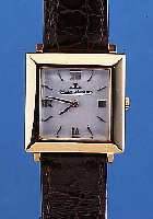 JAEGER LE COULTRE HERRENARMBANDUHR, REF.- NR. 9001, SCHWEIZ UM 1962, GG 750/000-CARREE- GEH., LüNETTE GEGEN BODEN 4-FACH VERSCHR., BLATT ...
