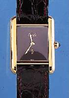 CARTIER DAMENARMBANDUHR TANK, SCHWEIZ UM 1980, STERLINGSILBER M. GG-AUFLAGE, BOMB. MINERALGL., GEH. SEITL. 4-FACH VERSCHR., ...