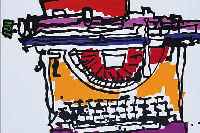 UNBEKANNTER MALER DER GEGENWART, SCHREIBMASCHINE, ACRYL AUF LWD, UNSIGNIERT, CA. 196 X 234 CM
