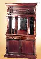 GROßE BAR, IM GRüNDERZEITSTIL, 2. HäLFTE 20. JH., MEIST NUßBAUM MASSIV, Z.T. MIT ORIGINALTEILEN UM 1880, BEST. AUS BELEUCHT- BAREM ...