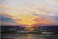 OLBRICH, HEINZ, * 1914 CARLSFELD, ÖL/LWD., 61 X 86 CM, SONNENAUFGANG AM MEER, R.