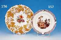 GR. TELLER, KPM, UM 1820, PORZELLAN, FEINE BEMALUNG, SCHäFERSZENE IN PARKLANDSCHAFT, RANDIN PART. DURCHBRUCHARBEIT, GOLDSTAFFAGE, D. 25 CM