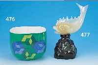 FLAKON, MURANO FOR RUXARDO, 70ER JH., KOR- PUS GRüNES GLAS, STöPSEL IN FORM EINES FI- SCHES, OPALWEIßES GLAS, KORKINNENSTöPSEL BE- SCH., H. ...