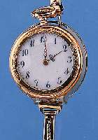 DAMENTASCHEN/ANHäNGEUHR, SCHWEIZ UM 1908, RG 585/000, EMAILBL., PERF. ERH. M. GOLDGEP. MINUTERIE, METALLCUV., VERG. ZYLINDERW., 10 ST., D. CA. ...