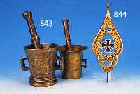 ZWEI MöRSER MIT PISTIL, DEUTSCH, 19. JH., BRONZE, ALTERSSPUREN, H. 10/12 CM