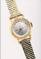 VILLARD GOLDBANDUHR, SCHWEIZ UM 1965, GG 750/000-RUNDGEH., NEUTR. GG 585/000-GLIEDER- BAND, BODEN GEDR., BLATT VERS., RUNDANKERW., 17 ST., ...