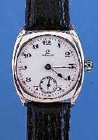 OMEGA HERRENARMBANDUHR, REF.-NR. 8786301, SCHWEIZ UM 1938, 925ER SILBER, CARREE-CAMBRE- FORM, BODEN U. GLASR. GEDR., EMAILBL. REST., U. M. ...
