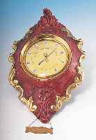 SCHOLZ BAROMETER IN FORM EINER KARTELLWANDUHR, MASSIV HOLZ HANDGESCHN., 23 KT. VERG., ANBEI ORIG.-SCHILD, MAßE 33 X 20 CM