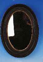 WANDSPIEGEL, UM 1840, STUCKRAHMEN SPäTER DUNKEL GEFAßT, H. 55 CM, SPIEGELGLAS SPäTER