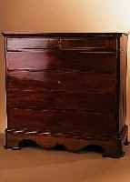 HOCHKOMMODE, DäNEMARK, UM 1850, MAHAGONI MASSIV UND FURNIERT, CA. 122 X 126 X 57 CM, Z.T. FADENINTARSIEN, ALTERSBED. BESCH. BZW. REST.BED., ...