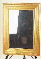 SPIEGEL, UM 1900, STUCKRAHMEN VERGOLDET, 69 X 93 CM, SPIEGELGLAS SPäTER