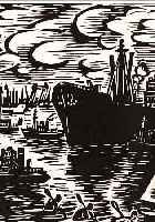 MASEREEL, FRANS, ZWEI HOLZSCHNITTE AUS DER MAPPE DAS GESICHT HAMBURGS, BEIDE HANDSIGNIERTAUF JAPANPAPIER, GESAMTAUFLAGE 200 EXEMPL., DAVON 80 ...