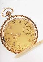 HERA HERRENTASCHENUHR SAVONETTE 2XG, REF.- NR. 336946, SCHWEIZ UM 1930, GG 585/000 M. WG-STREIFENDEKOR, HAUSMARKE DER FIRMA GASSER & CO. IN ...
