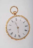 HERRENTASCHENUHR LEPINE, REF.-NR. FJ1617, SCHWEIZ UM 1840, GG 750/000, RAND WIE PENDANT-BüGEL RELIEF., RüCKSPRUNGDECKELFKT., EMAILBL.,GOLDCUV., ...