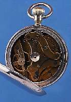 VOLKS-HORLOGE HERRENTASCHENUHR LEPINE, SCHWEIZ UM 1885, NICKEL, EMAILBL., GEBL. STAHLZEIGER ERS., FRüHER KRONENAUFZ. M. ZEI- GERST. AUS ...