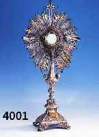 MONSTRANZ, FRANKREICH UM 1819-1838, 950ER SILBER, FUß METALL VERSILBERT, WOHL SEK., VOLLPLASTISCHE PUTTENKöPFE IM STIL VON ...