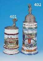 RESERVISTENKRUG, INF.RGT.NO.120 KAIS. WILHELM,UM 1900, PORZELLAN, LITHOGRAPHIERT, H. 19CM,ZINNDECKEL MONOGRAMMIERT
