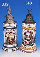 RESERVISTENKRUG, SULZBACH, 2.COMP.5.GROßH.INFT.RGT. 168, UM 1898, PORZELLAN, ZINNDECKEL, H. 26 CM