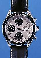 FESTINA ARMBANDCHRONOGRAPH AUTOMATIK, REF.- NR. 5258, SCHWEIZ UM 1996, EDELST. POL., MI- NERALFLACHGL., BODEN U. KRONE GESCHR., LEDER- BAND, ETUI, ...
