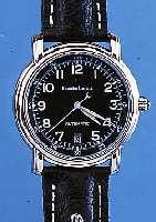 MAURICE LACROIX HERRENARMBANDUHR AUTOMATIK, REF.-NR. 6875/3725, SCHWEIZ UM 1999, EDELST. POL., BODEN GEDR., SCHW. KONTRASTZIFFERBL., LEDERB. M. ...