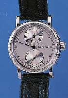 LOUIS ERARD HERRENARMBANDUHR REGULATOR, REF.-NR. 0896, SCHWEIZ UM 1997, METALL RODH., BEIDS. MINERALVERGL., BODEN 4-FACH VERSCHR., VERS. BLATT, ...