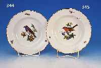 TIEFE TELLER, MEISSEN, UM 1900, PORZELLAN, FEINE BUNTE BEMALUNG, VOGEL IN GEZWEIG UND INSEKTEN, GOLDSTAFFAGE, D. 24 CM
