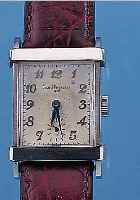 GIRARD PERREGAUX HERRENARMBANDUHR, REF.-NR. 15/5623, SCHWEIZ UM 1950, EDELST., AUFWEND. RECT.-FORM, KONKAVGL., BODEN GEDR., VERS. ORIG.-BLATT, ...