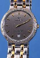 GLASHÜTTE HERRENARMBANDUHR TTC-LONGLIFE, DEUTSCHLAND UM 1993, METALL MATT VERCHR., EDELST.-BODEN, KRONE, TEILE DER LüNETTE U. ...