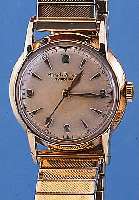 GIRARD PERREGAUX HERRENARMBANDUHR GYROMATIC, REF.-NR. B1750, SCHWEIZ/USA UM 1956, GG-FIL-LED, BODEN GESCHR., ZEITIDENT. METALLZUGGLIE- DERBAND M. ...