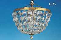 DECKENLAMPE, ITALIEN, 2. HäLFTE 20. JH., GLASGEHäNGE UND MESSINGMONTUR, D. 26 CM, H. CA. 25 CM