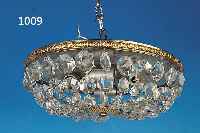DECKENLAMPE, ITALIEN, 2. HäLFTE 20. JH., GLASGEHäNGE UND MESSINGMONTUR, D. 35 CM, H. 10 CM, FUNKTION NICHT GEPRüFT.