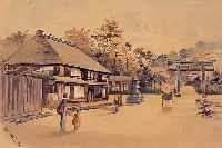 UNBEKANNTER JAPANISCHER MALER, UM 1900-10, AQUARELL AUF GEBRäUNTEM PAPIER, DARST. DES EINGANGS VON KAMAKURA, CA. 19 X 27 CM, ...